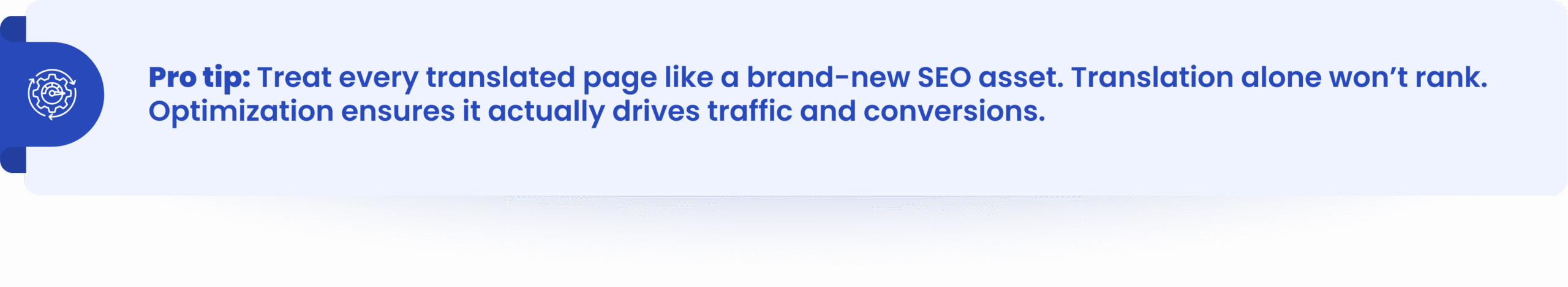 Call out box with multilingual fintech SEO tip.