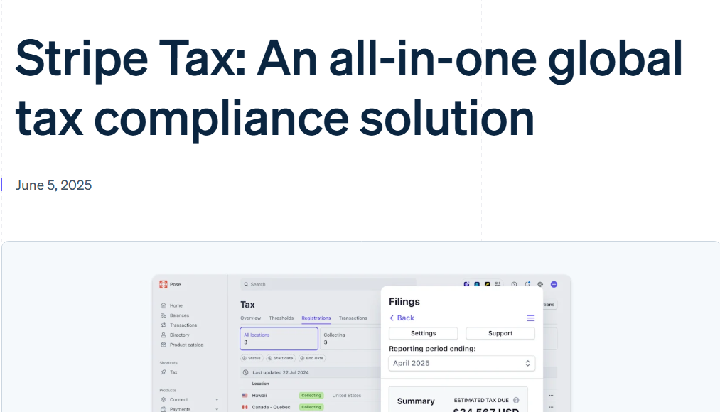 Screenshot of Stripe Tax